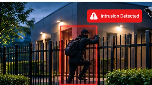 Security intrusion camera view